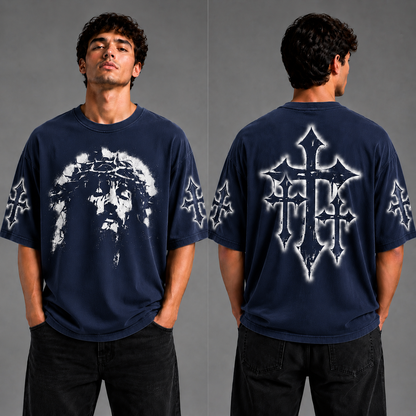 Crowned Jesus Cross Shirt – Christian Faith Graphic Unisex Washed T-Shirt, Hoodie & Sweatshirt