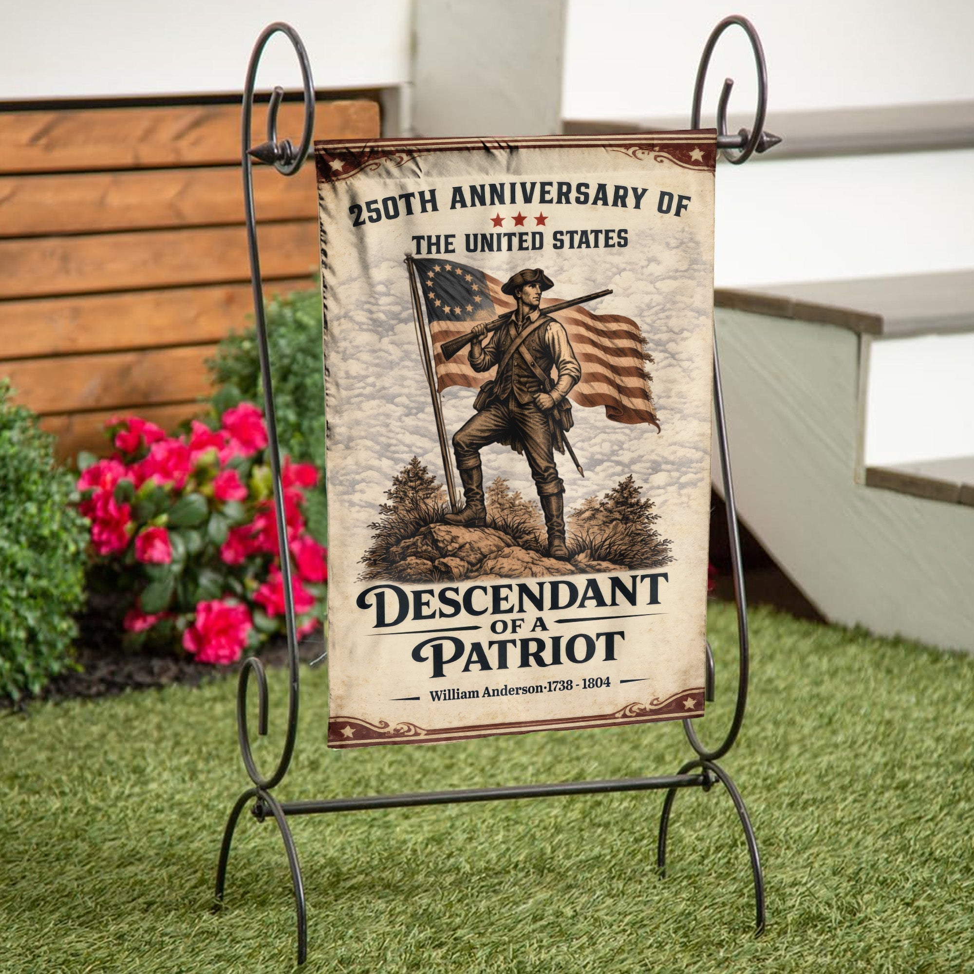 USA 250th Anniversary Flag – Personalized with 'Descendant of a Patriot' 1776-2026