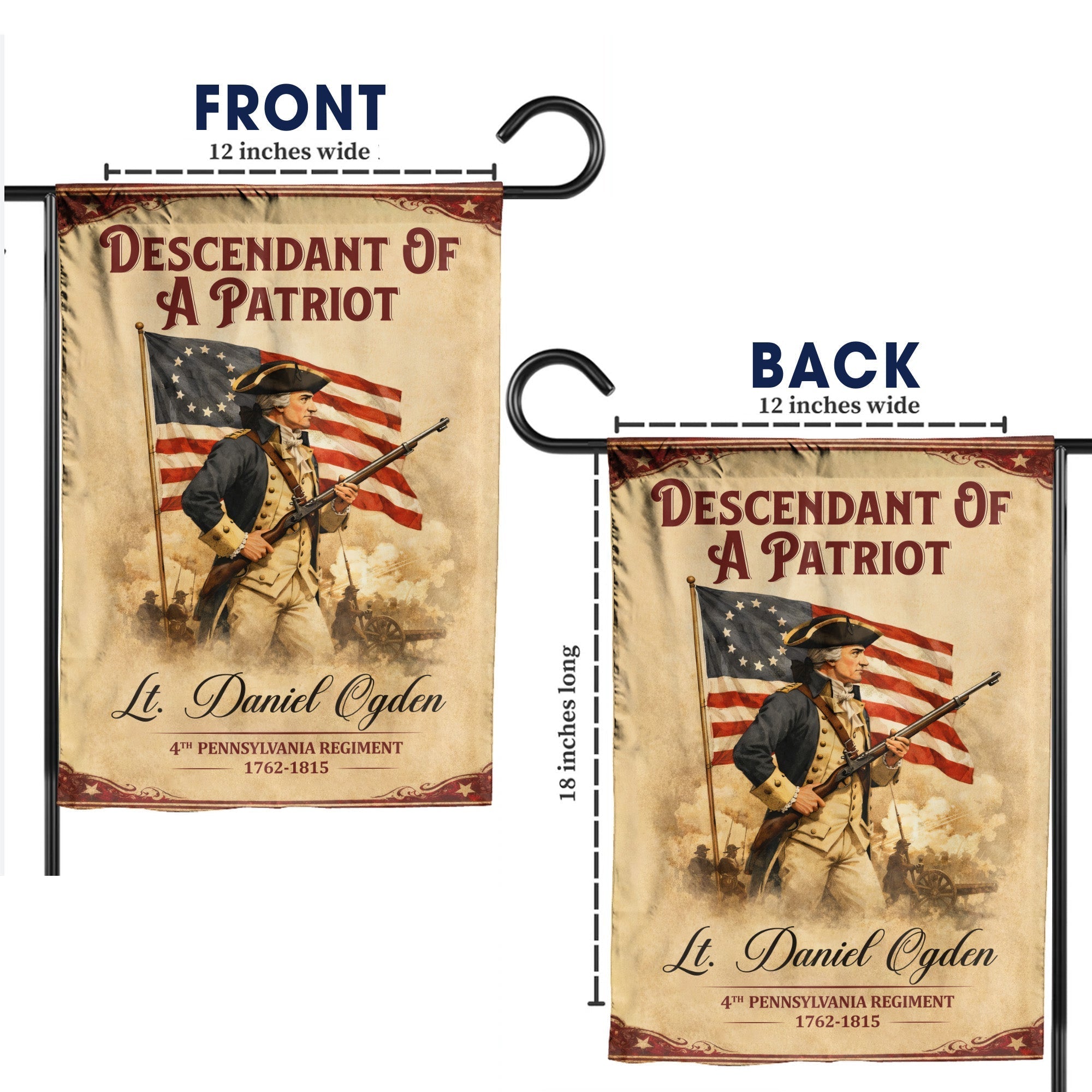 Personalized 250th Anniversary USA Flag - Descendant of a Patriot, Customizable Name
