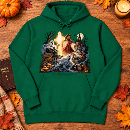 Jesus Is The Light Glowing Cross Halloween Christian Shirt - Unisex Tshirt/Hoodie/Sweatshirt