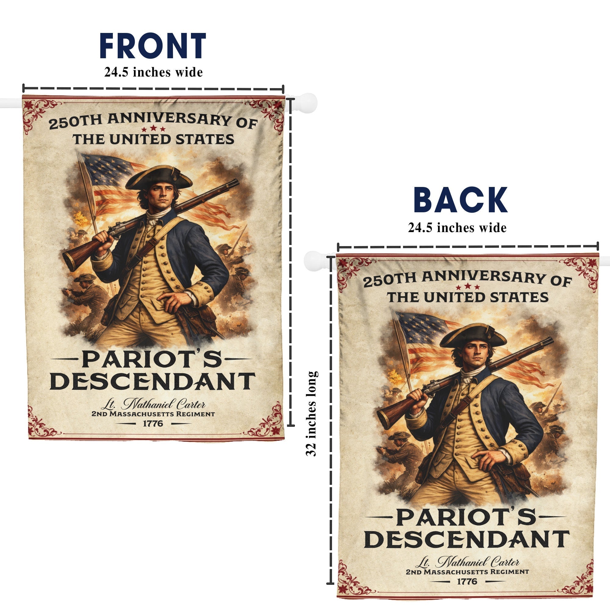 250th Anniversary Flag - Personalized Patriotic Flag with US History and Patriot Legacy