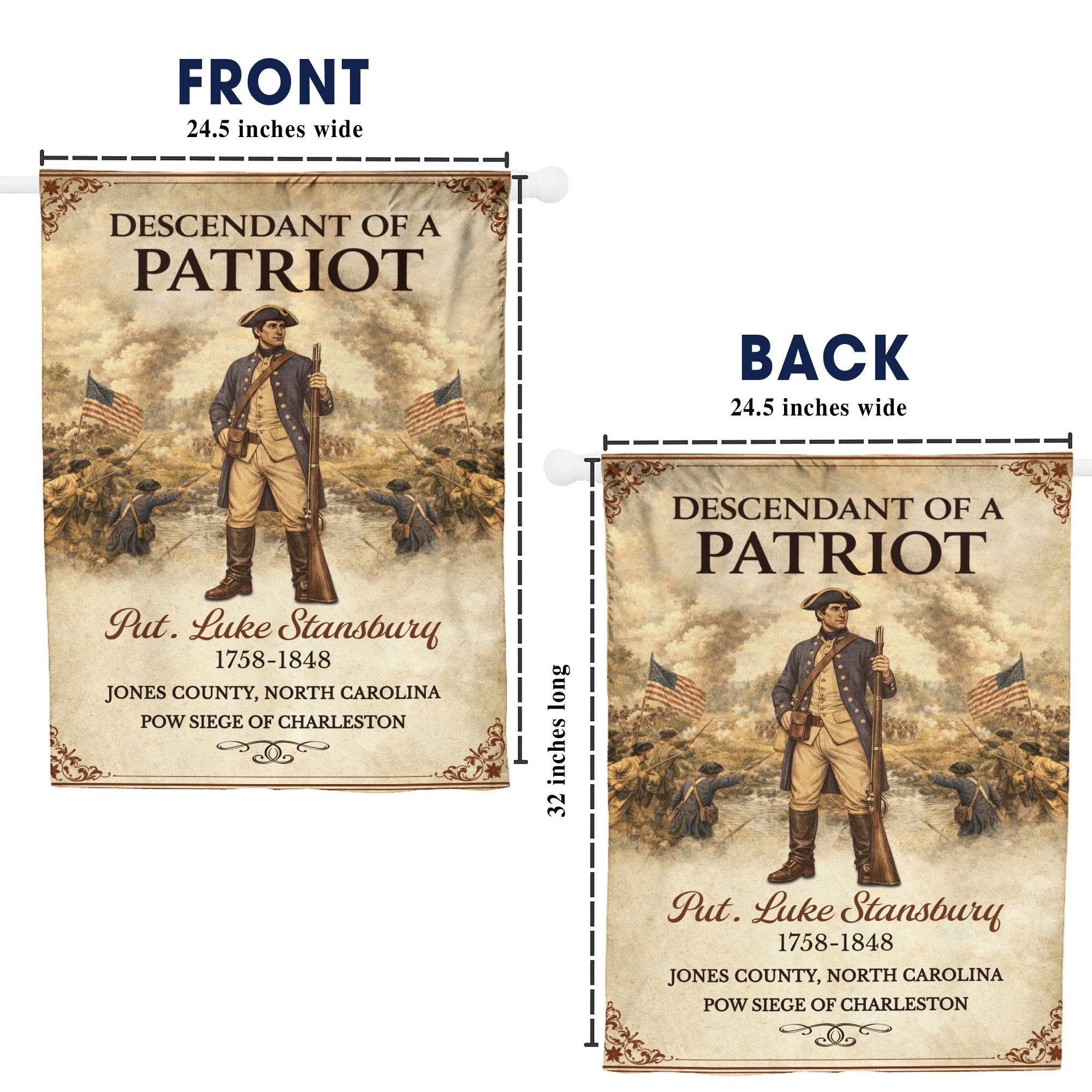 Personalized 250th Anniversary - 1776-2026 Descendant of a Patriot Flag