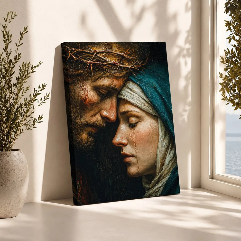 Jesus Healing Broken Woman Wall Art, Christian Faith Restoration Canvas
