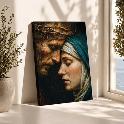 Jesus Healing Broken Woman Wall Art, Christian Faith Restoration Canvas