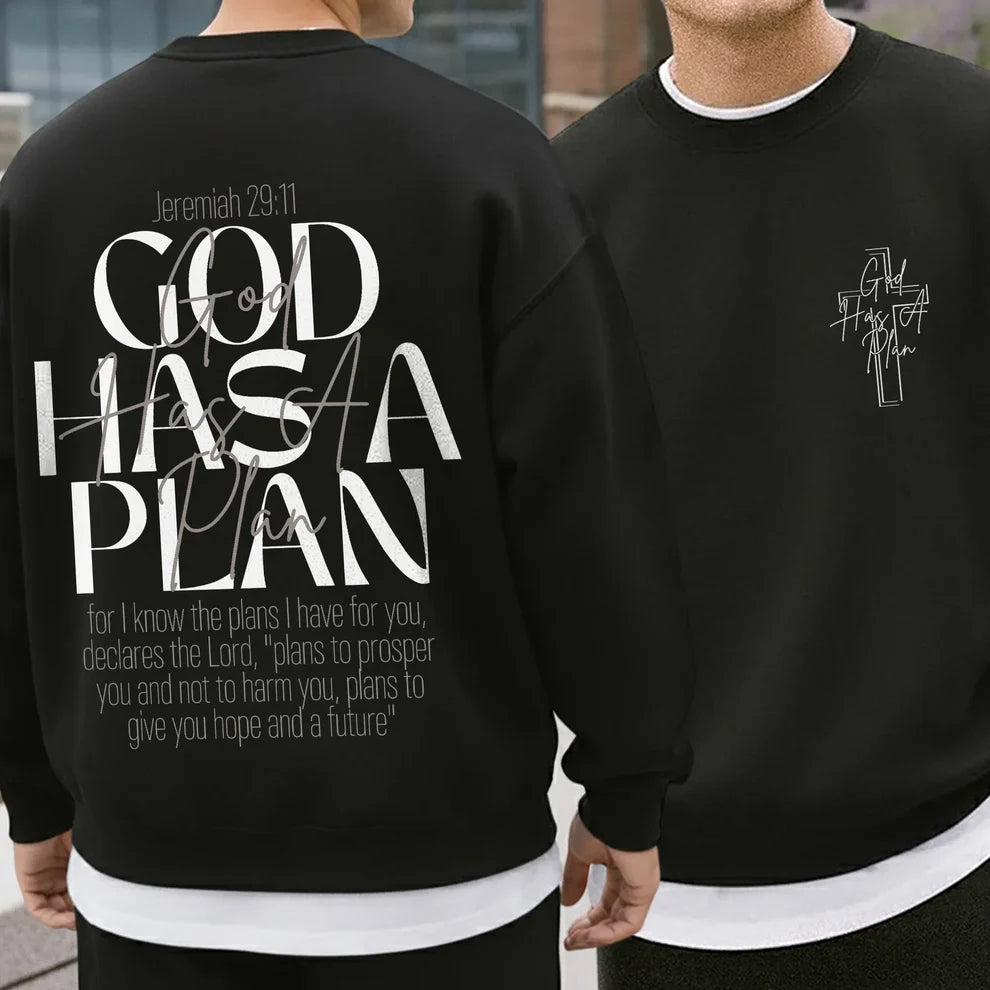God Has a Plan Scripture Typography Design – Two Sides – Minimalist Faith – Unisex Tshirt /Hoodie/Sweatshirt