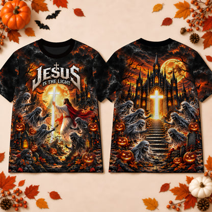 Jesus Is The Light - Faith Over Fear Christian Halloween 3D T-Shirt