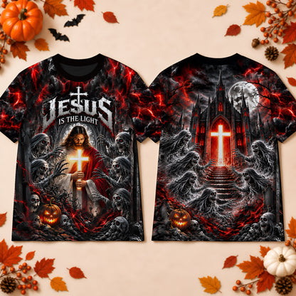 Jesus Is The Light - Faith Over Fear Christian Halloween 3D T-Shirt