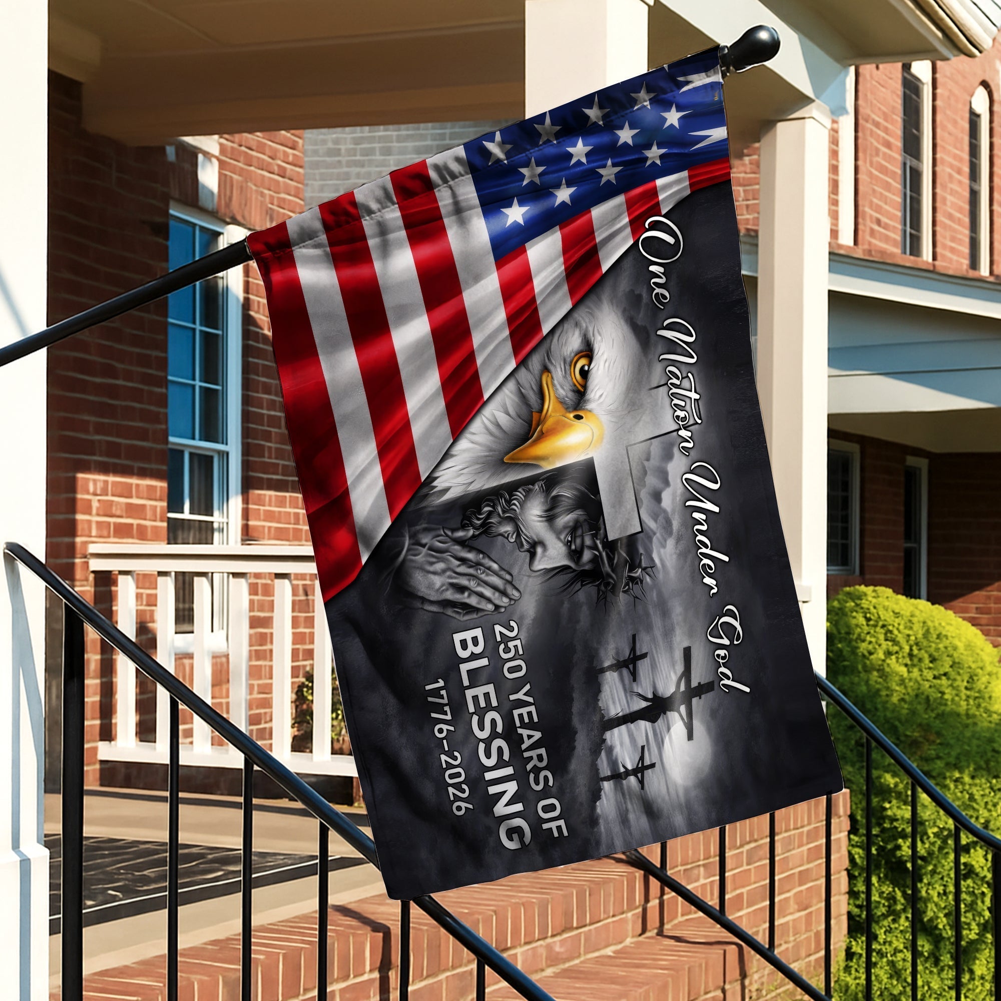 Patriotic 250th Anniversary 1776 2026 United States of America Semiquincentennial Grommet Flag