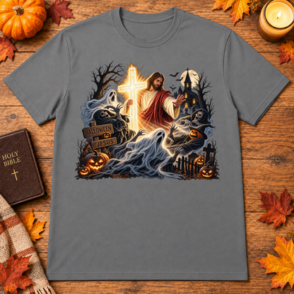 Jesus Is The Light Glowing Cross Halloween Christian Shirt - Unisex Tshirt/Hoodie/Sweatshirt