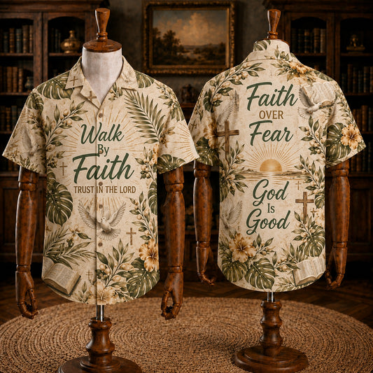 Walk With Jesus Hawaiian Shirts - Christian Faith Scripture Tropical Shirt Collection