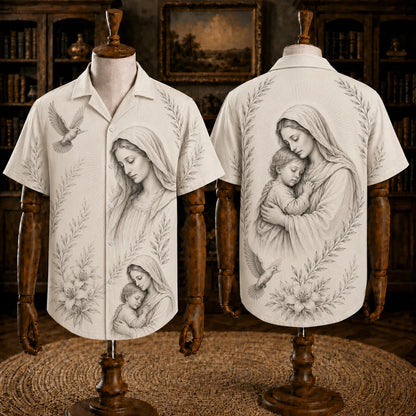 Virgin Mary And Child Hawaiian Shirt, Catholic Christian Religious Shirt