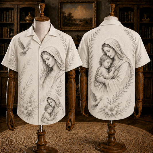 Virgin Mary And Child Hawaiian Shirt, Catholic Christian Religious Shirt