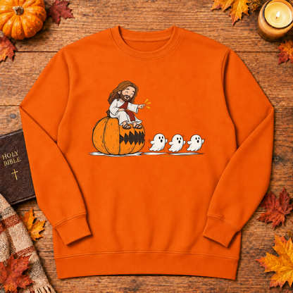 Cute Jesus Pac-Man Pumpkin Eating Ghosts Halloween Christian - Unisex Tshirt/Hoodie/Sweatshirt