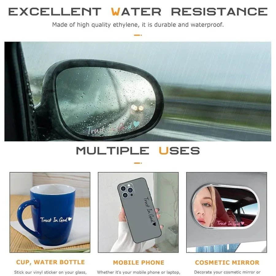 [4IN] TRUST IN GOD Decal – Waterproof Mirror Sticker for Cars, Trucks, Motorcycles & More