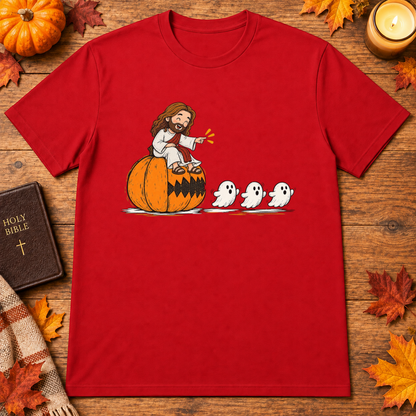 Cute Jesus Pac-Man Pumpkin Eating Ghosts Halloween Christian - Unisex Tshirt/Hoodie/Sweatshirt