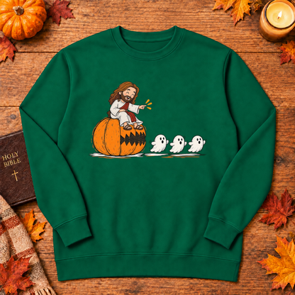 Cute Jesus Pac-Man Pumpkin Eating Ghosts Halloween Christian - Unisex Tshirt/Hoodie/Sweatshirt