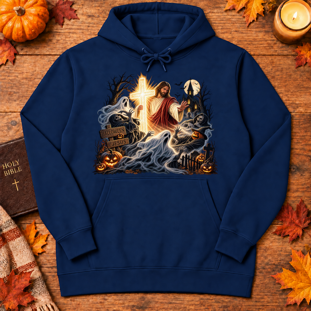Jesus Is The Light Glowing Cross Halloween Christian Shirt - Unisex Tshirt/Hoodie/Sweatshirt