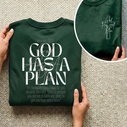 God Has a Plan Scripture Typography Design – Two Sides – Minimalist Faith – Unisex Tshirt /Hoodie/Sweatshirt