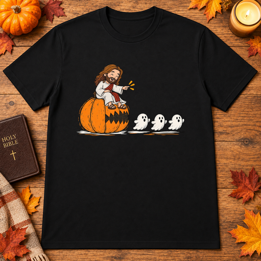 Cute Jesus Pac-Man Pumpkin Eating Ghosts Halloween Christian - Unisex Tshirt/Hoodie/Sweatshirt