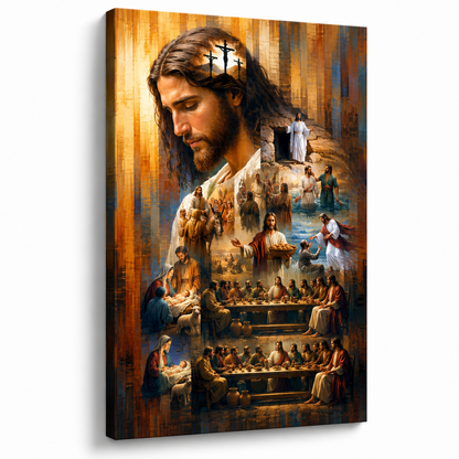 Jesus Life Story Collage Wall Art, Christian Faith Religious Poster/Canvas