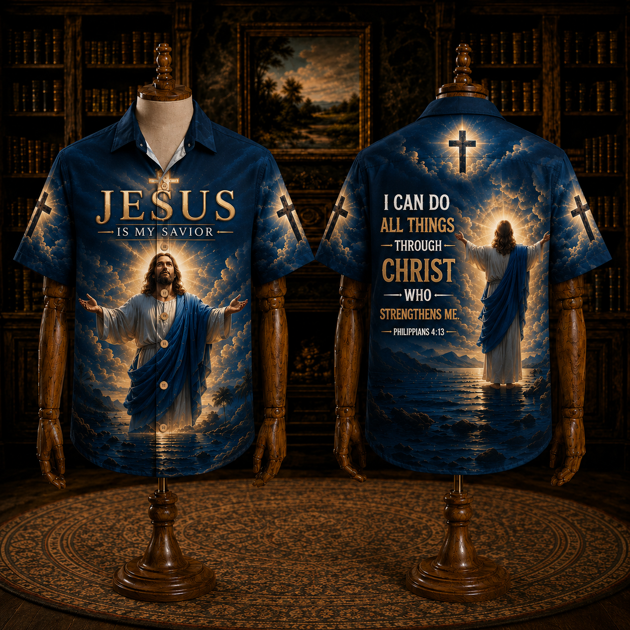 Red Jesus Is My Savior Hawaiian Shirt – Philippians 4:13 Christian Faith Button-Up