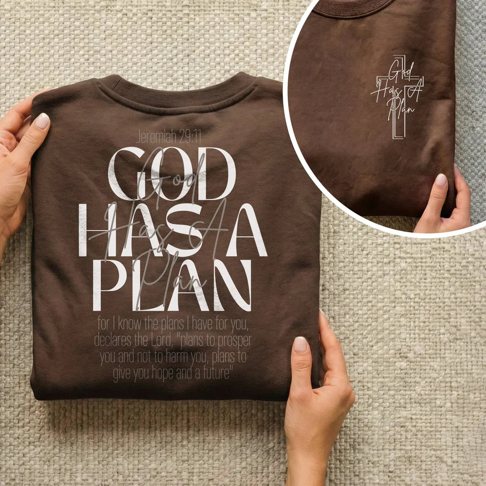 God Has a Plan Scripture Typography Design – Two Sides – Minimalist Faith – Unisex Tshirt /Hoodie/Sweatshirt