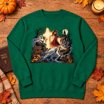 Jesus Is The Light Glowing Cross Halloween Christian Shirt - Unisex Tshirt/Hoodie/Sweatshirt