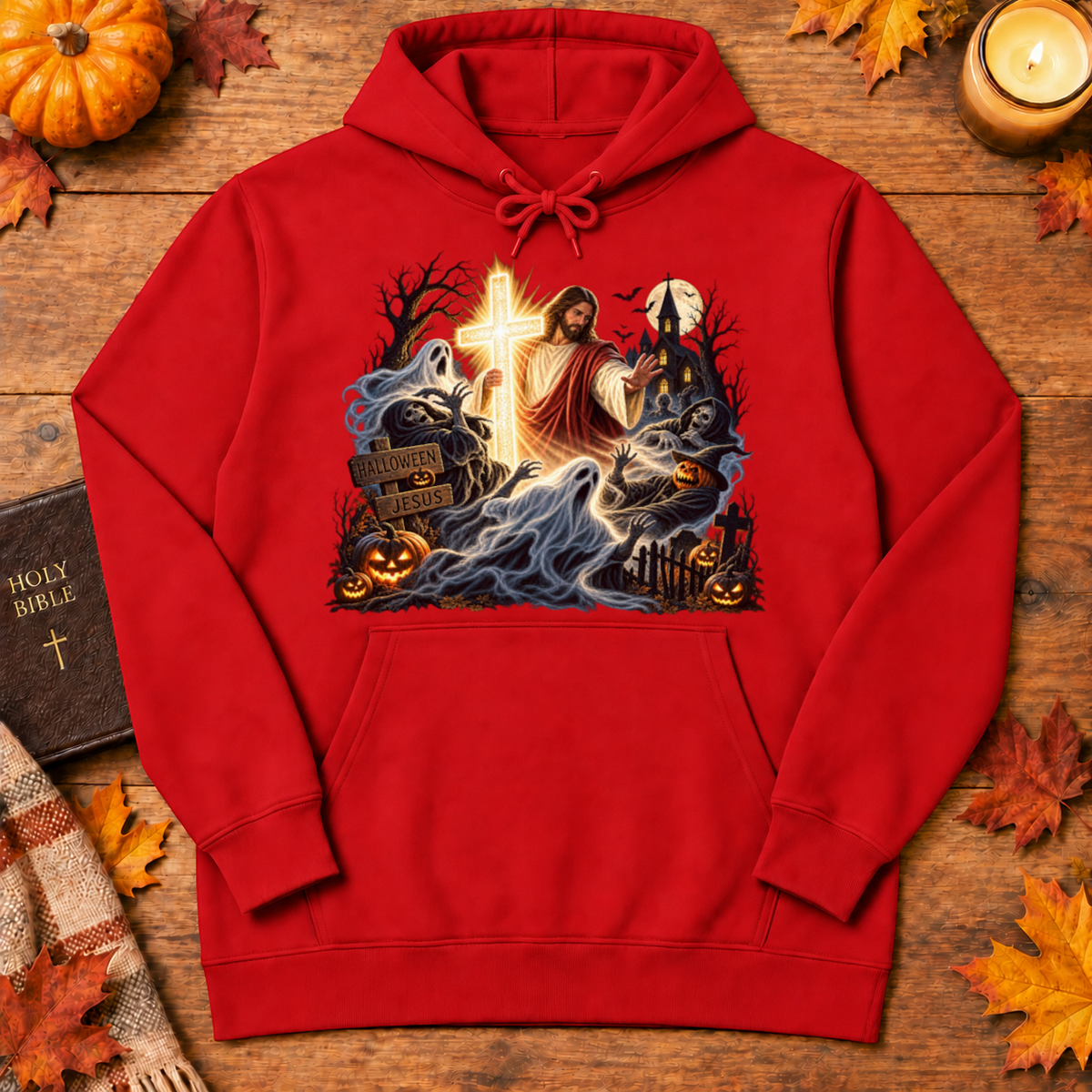 Jesus Is The Light Glowing Cross Halloween Christian Shirt - Unisex Tshirt/Hoodie/Sweatshirt