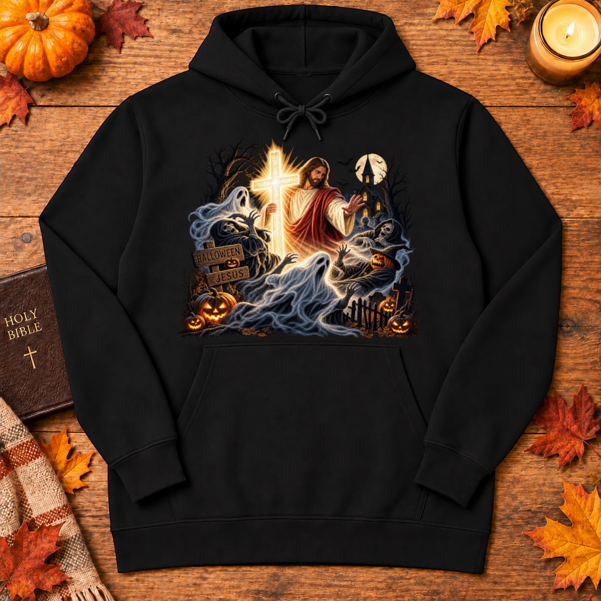 Jesus Is The Light Glowing Cross Halloween Christian Shirt - Unisex Tshirt/Hoodie/Sweatshirt
