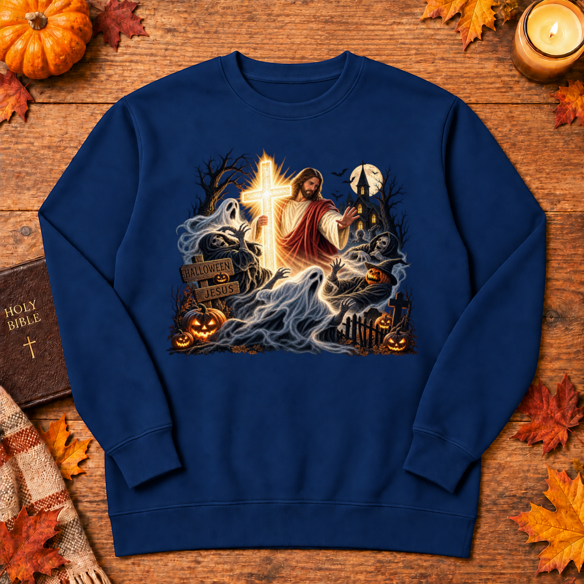Jesus Is The Light Glowing Cross Halloween Christian Shirt - Unisex Tshirt/Hoodie/Sweatshirt