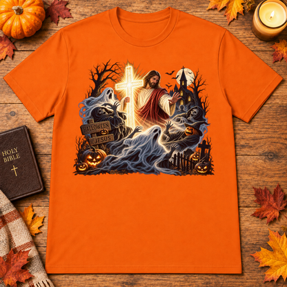 Jesus Is The Light Glowing Cross Halloween Christian Shirt - Unisex Tshirt/Hoodie/Sweatshirt