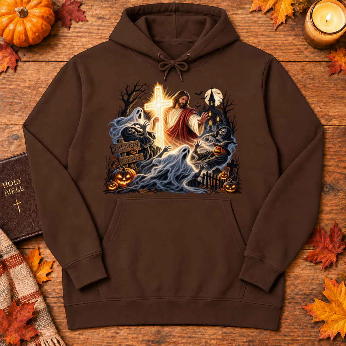 Jesus Is The Light Glowing Cross Halloween Christian Shirt - Unisex Tshirt/Hoodie/Sweatshirt
