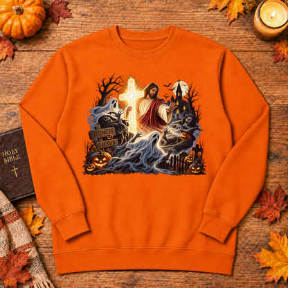 Jesus Is The Light Glowing Cross Halloween Christian Shirt - Unisex Tshirt/Hoodie/Sweatshirt