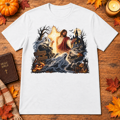 Jesus Is The Light Glowing Cross Halloween Christian Shirt - Unisex Tshirt/Hoodie/Sweatshirt