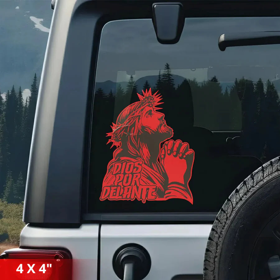 [4IN] Dios Por Delante Decal Large Graphic for Trucks, Cars, Walls