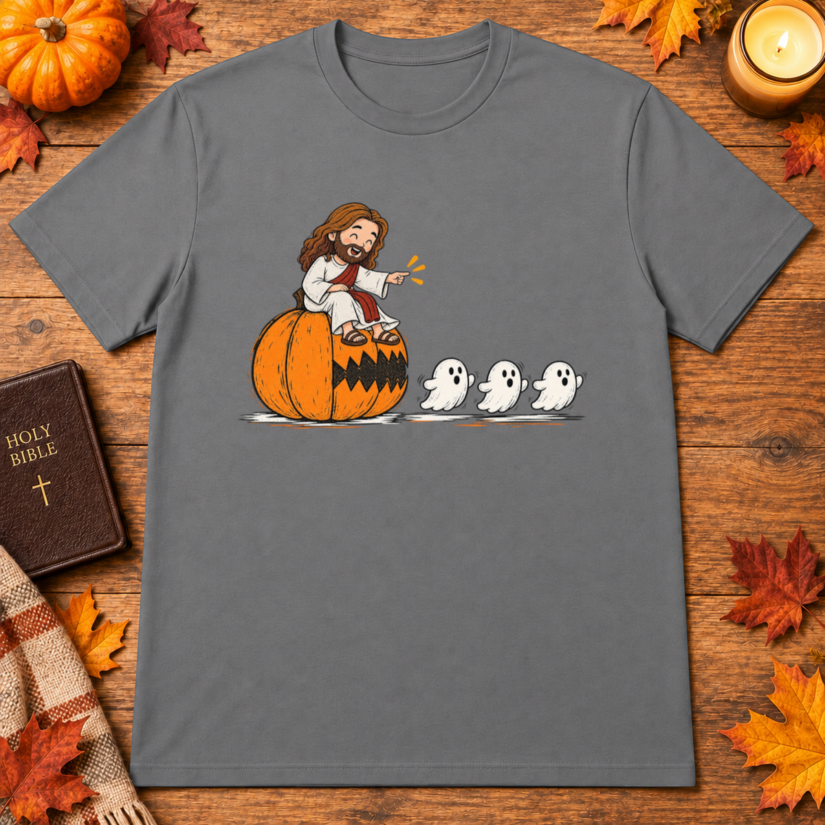 Cute Jesus Pac-Man Pumpkin Eating Ghosts Halloween Christian - Unisex Tshirt/Hoodie/Sweatshirt