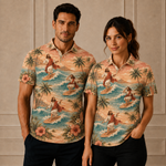 Peach Sunset Jesus Surfing Polo Shirt – Christian Tropical Beach Shirt