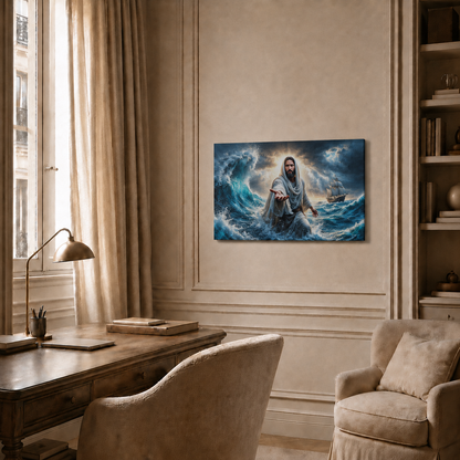 Jesus Reaching Through The Storm Wall Art, Christian Faith Poster/Canvas