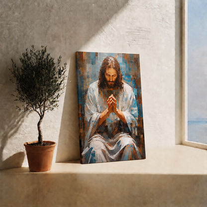 Jesus Looking To Heaven Wall Art, Christian Faith Religious Canvas