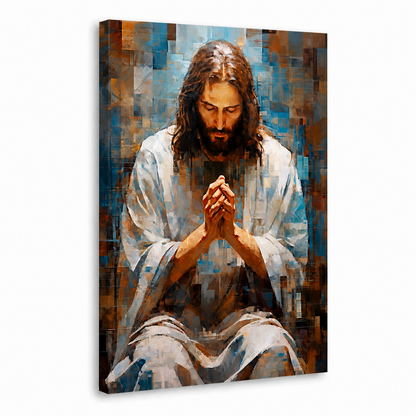 Jesus Praying Abstract Wall Art, Christian Faith PosterCanvas