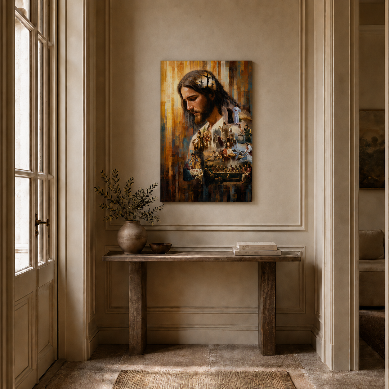 Jesus Life Story Collage Wall Art, Christian Faith Religious Poster/Canvas