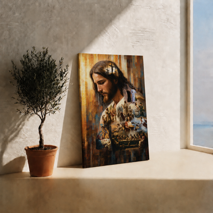 Jesus Looking To Heaven Wall Art, Christian Faith Religious Canvas