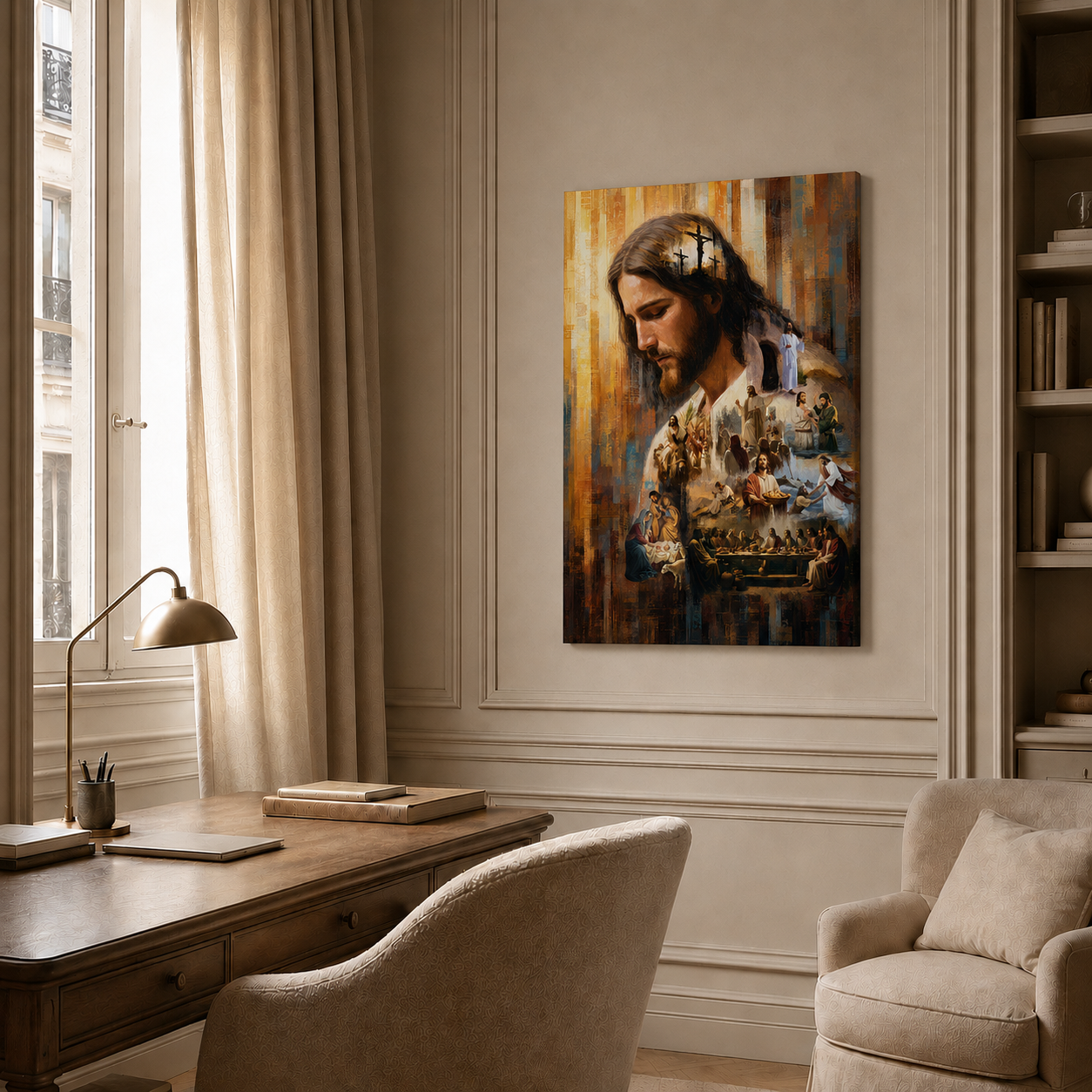 Jesus Life Story Collage Wall Art, Christian Faith Religious Poster/Canvas
