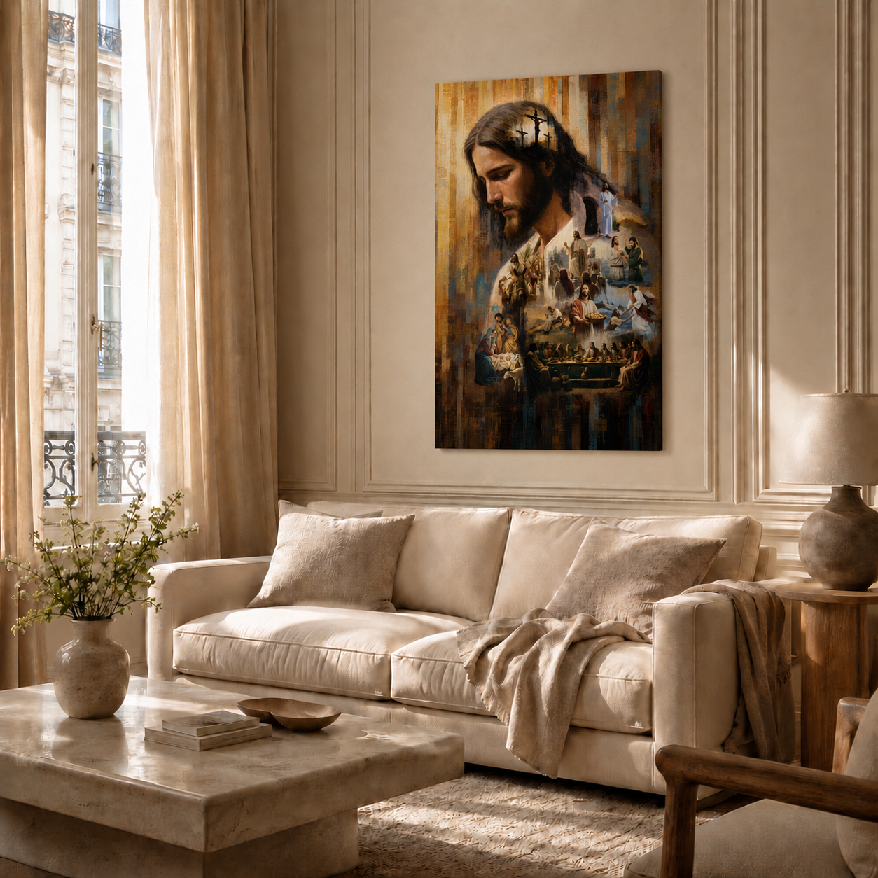 Jesus Life Story Collage Wall Art, Christian Faith Religious Poster/Canvas