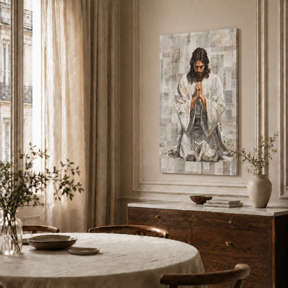 Jesus Kneeling In Prayer Christian Wall Art Poster/Canvas