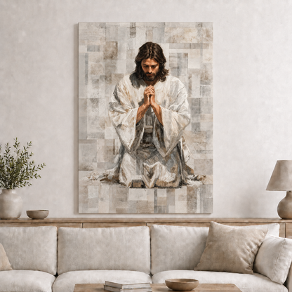 Jesus Looking To Heaven Wall Art, Christian Faith Religious Canvas
