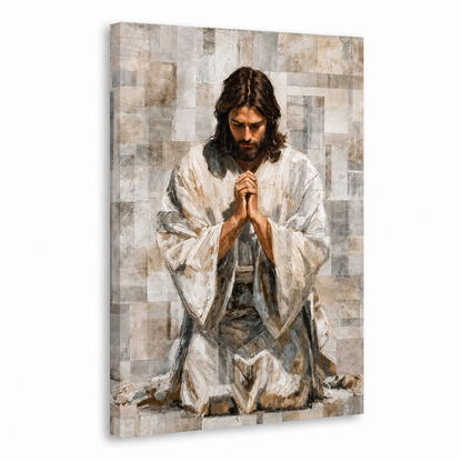 Jesus Kneeling In Prayer Christian Wall Art Poster/Canvas
