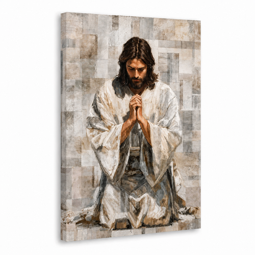 Jesus Kneeling In Prayer Christian Wall Art Poster/Canvas