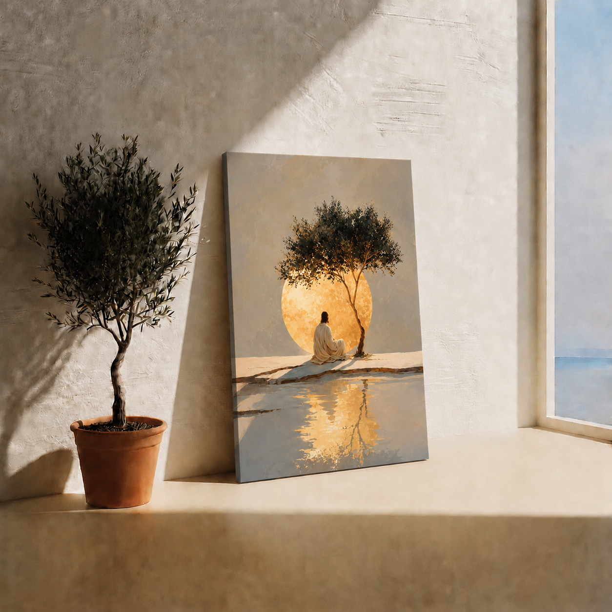 Jesus Under The Olive Tree Peaceful Christian Wall Art Poster/Canvas