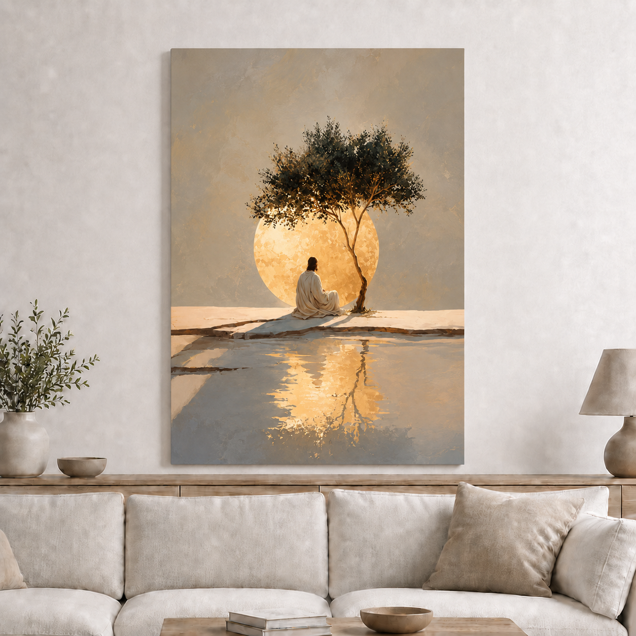 Jesus Under The Olive Tree Peaceful Christian Wall Art Poster/Canvas